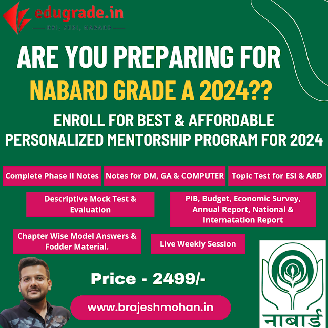 Buy NABARD Grade A 2024 (3-in-1) Mentorship Course by Brajesh Mohan