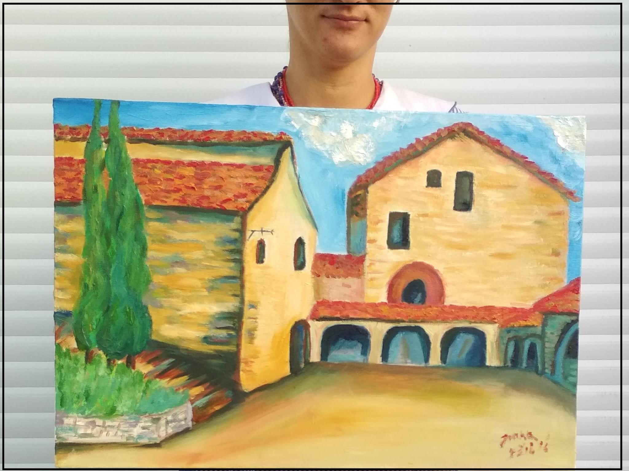 REPAINTING AND REPAIRING AN OIL PAINTING OF ASSISI