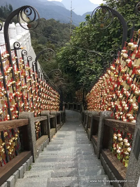 prayer bells line "Stairway to Heaven" at Wenwu Temple at Sun Moon Lake in Taiwan