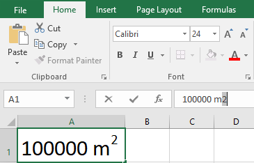 superscript di excel