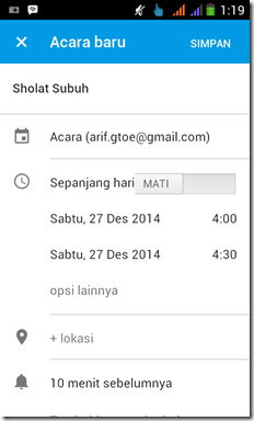 menambahkan agenda di google calendar