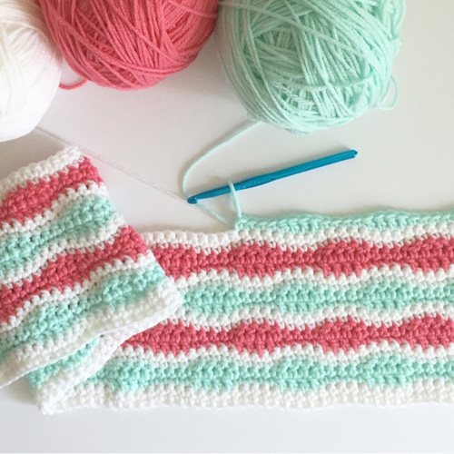 Mint & Coral Single & Double Crochet Blanket