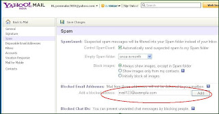 Block emails in yahoomail