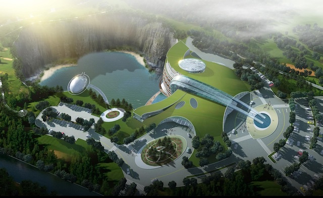 1 فندق ضخم تحت الأرض في شنغهاي بالصين ، مشروع جديد يتحدى الطبيعة