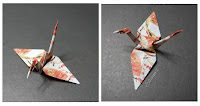 Grulla de origami con base de pájaro