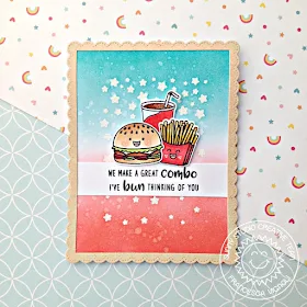 Sunny Studio Stamps: Cascading Stars Fast Food Fun Punny Thinking Of You Card by Franci Vignoli