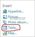 insert table - windows live writer - vmancer