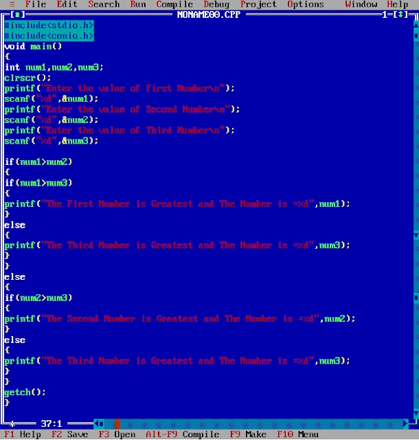 Write a Program to Find Greatest Number Using Nested if-else in C.