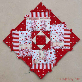 Block 55 Nearly Insane Quilt Red and White