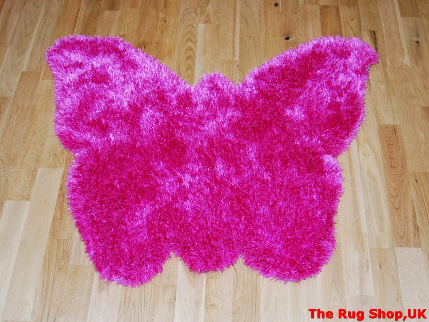 Butterfly Pink Shaggy Children Rug
