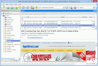 The PstViewer Pro main page, displaying an html email message.