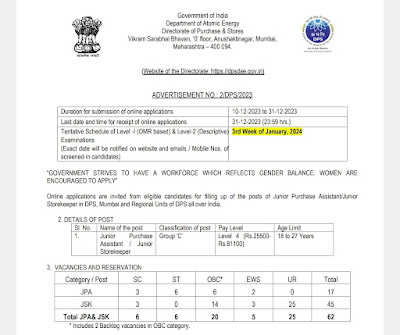 DPS DAE Recruitment 2023 Notification for 62 Posts