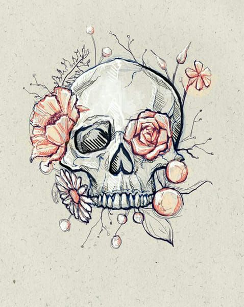 Amazing Flower Skull Tattoo Idea