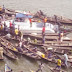 Rescue team searching for a Sports Utilty Vehicle (SUV) and its occupants after it plunged into the Lagoon from the Third Mainland Bridge in Lagos yesterday. Inset: The recovered vehicle. Photos: Olalekan  Osiade