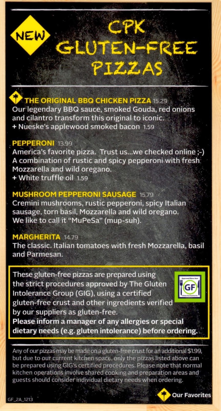 The Gluten Dairy Free Review Blog California Pizza Kitchen Review