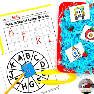 Letter sensory bins like these are perfect for all sorts of fun activities like letter searches and center activities.