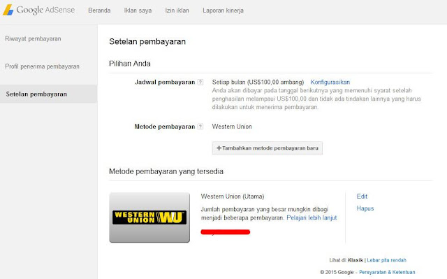 Bukti Pembayaran Google Adsense Melalui WU Terbaru