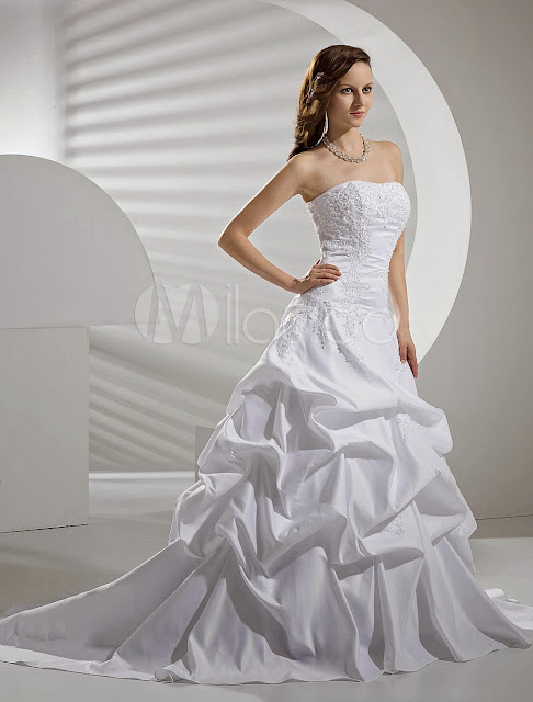 Applique Satin Taffeta Lace Wedding Dress