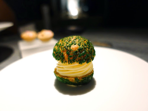 Michelin-starred Belon Soho French fine-dining restaurant - choux cream pastry with mint flavored cream