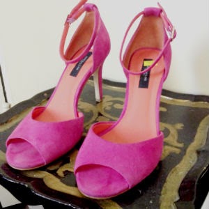 suede fuchsia ankle strap Ann Taylor sandals