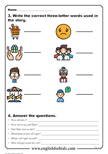 Printable reading comprehension worksheet with questions and tasks