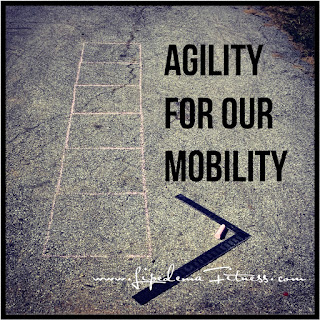 Using a chalk agility ladder to help improve your balance and mobility, nothing to catch a foot on, so no tripping concerns.