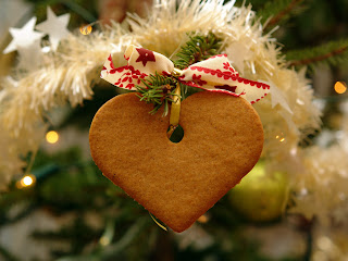 Heart shaped biscuit on Christmas Tree Photo