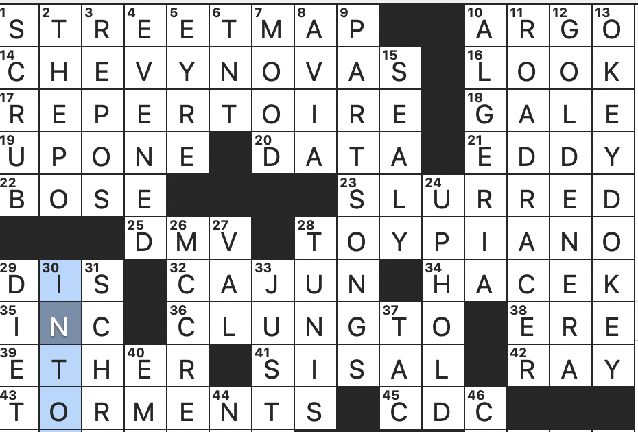0821-23 NY Times Crossword 21 Aug 23, Monday 