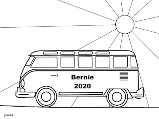 Get on The Bernie Bus - Free Coloring Book Art by gvan42 - Gregory Vanderlaan