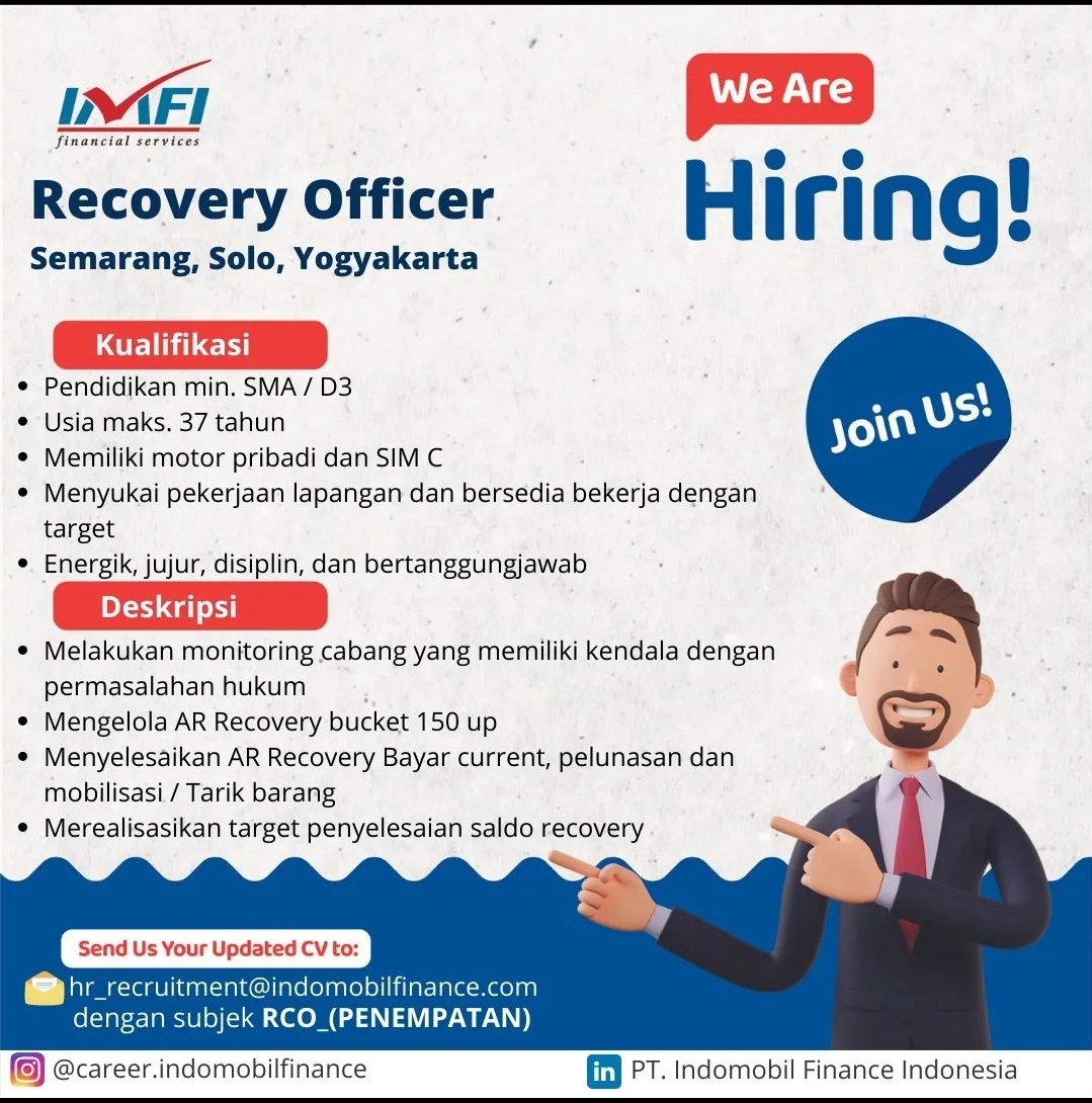 Lowongan Recovery Officer, Credit Marketing Officer Indomobil Finance