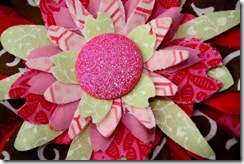 daisy fabric flower_close up green, pink, brown