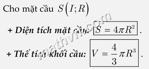 diện tích mặt mày cầu, thể tích khối cầu