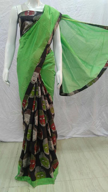   Chanderi patli kalamkari designer saree