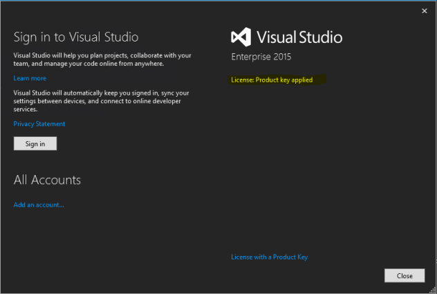 Visual studio 2015 license