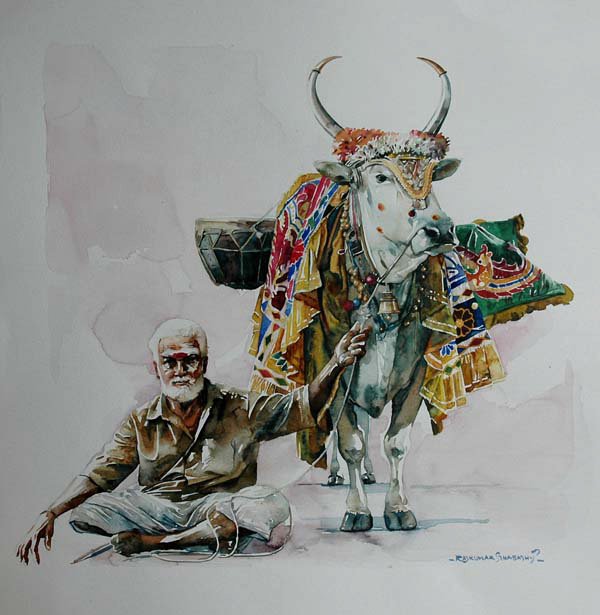 Indian Watercolor Artist- "Rajkumar Sthabathy" 1975