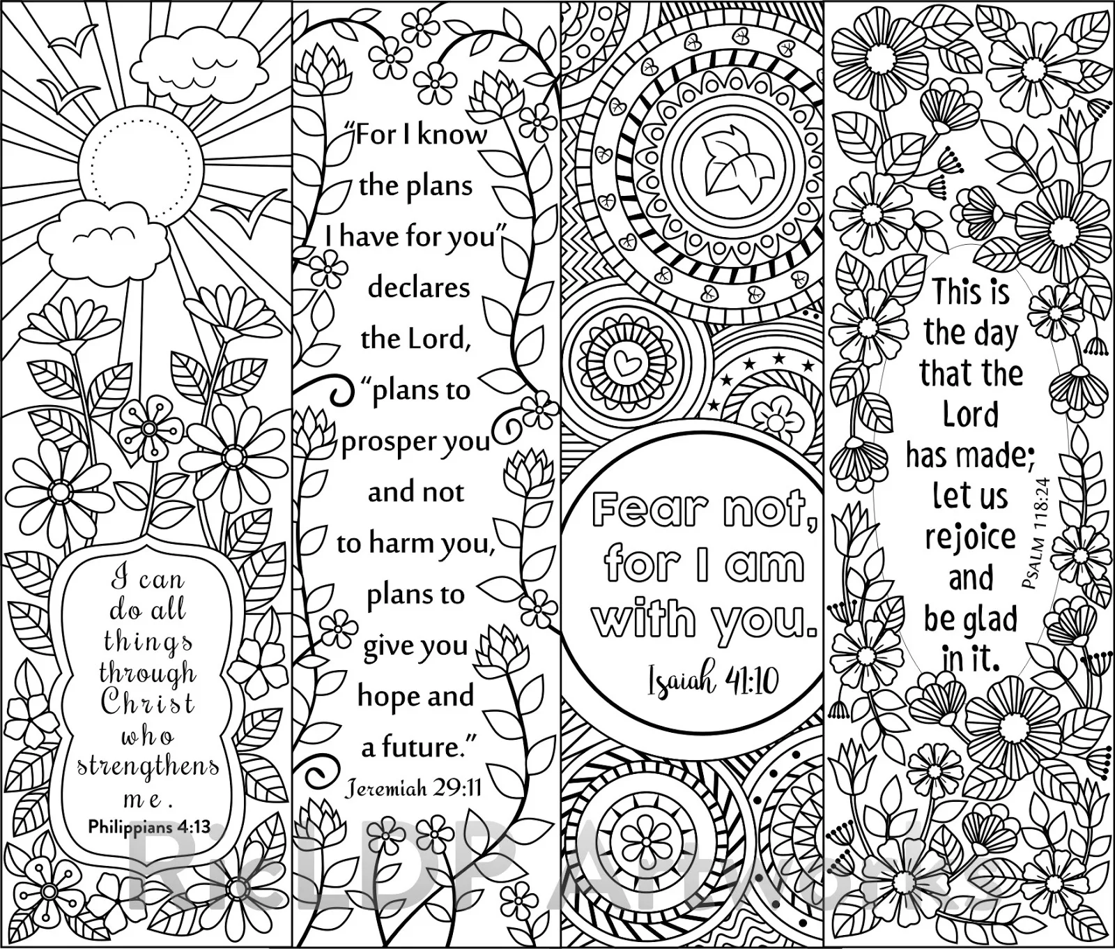 RicLDP Artworks Eight Bible Verse Coloring Bookmarks