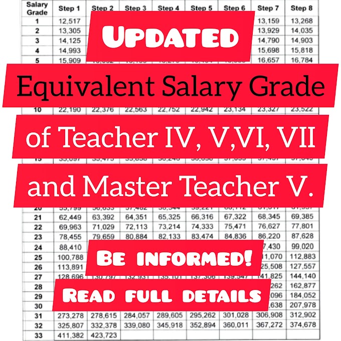 Equivalent Salary Grade of Teacher IV, V, VI, VII and Master Teacher V | Read full details