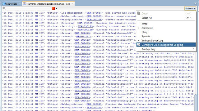 oracle adf Weblogic log console