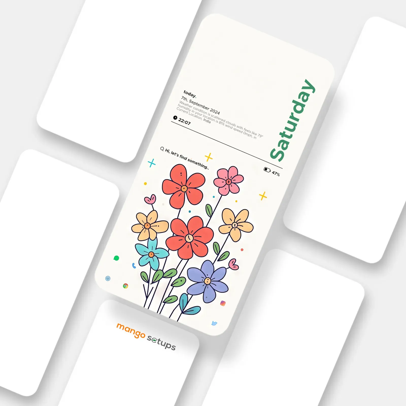 Colorful flowers minimal smart launcher theme