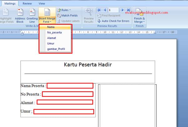 Tutorial Cara Membuat Kartu Peserta Gambar Berbeda pada Word dengan Mail Merge 