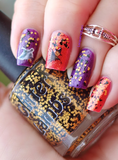 Fall Glitter Topper Nail Polishes by Glitter Lambs Nail Polish-Orange and Black Glitter