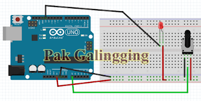 Project Arduino AnalogInput Potensiometer mengatur kecepatan BLINK