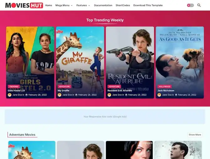 Blogger Template Movie Hut