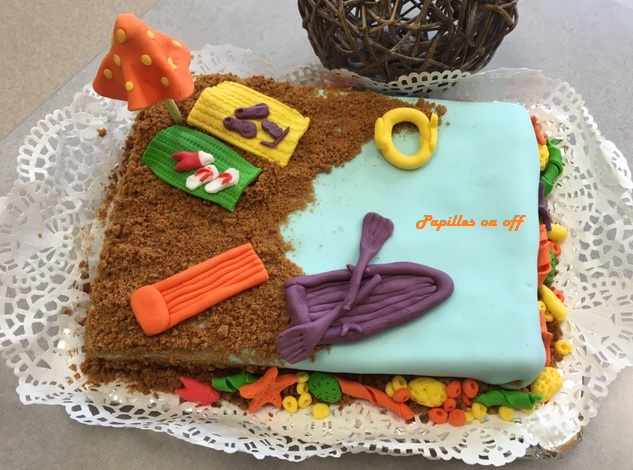 Gateau Theme Plage Depart En Retraite Gateau Vanille Ganache A La Fraise Au Thermomix Ou Sans Papilles On Off