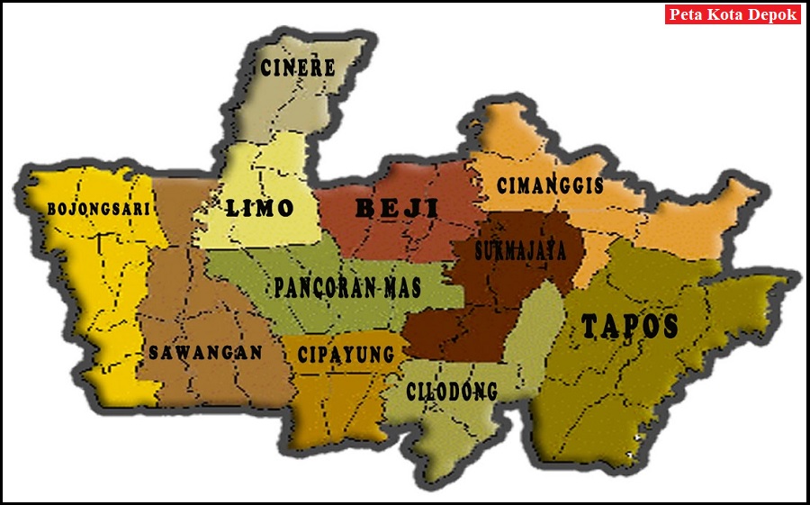 Peta Kota Depok HD Lengkap 11 Kecamatan | Jawa Barat - PETA HD