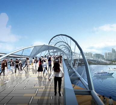 The Helix Bridge in Singapore stills