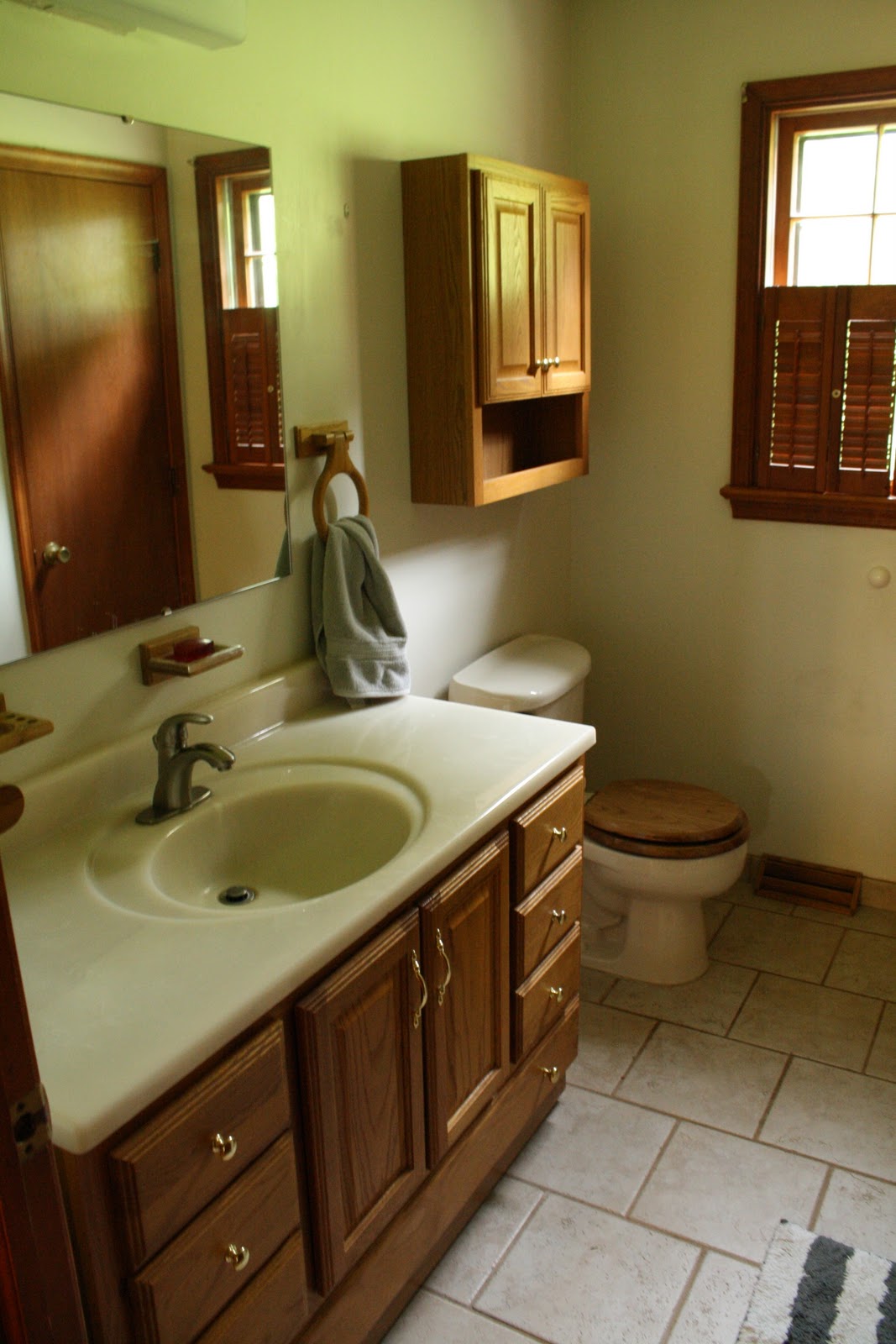 country bathroom vanity  oak-ness from your memory!) here is our guest bathroom before