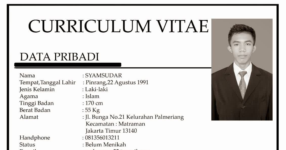 Contoh Curriculum Vitae Cv Dalam Bahasa Indonesia - Simak 