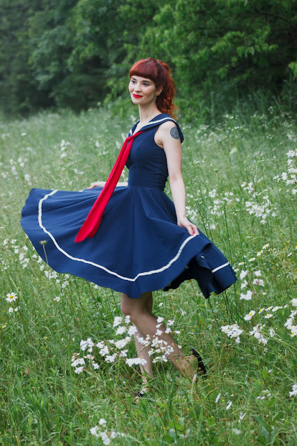 Sea Shanty Singing ModCloth Rock Steady Nautical Sailor Dress