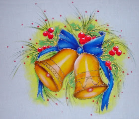 pintura em tecido motivo natalino sinos 